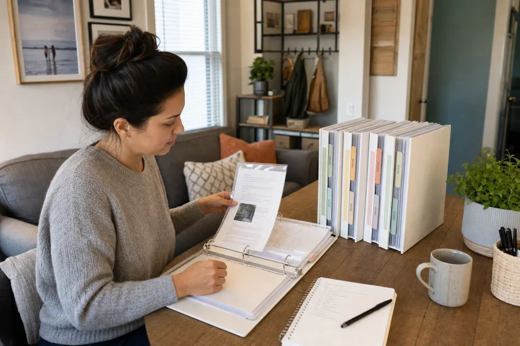 How to organize each binder so it stays usable