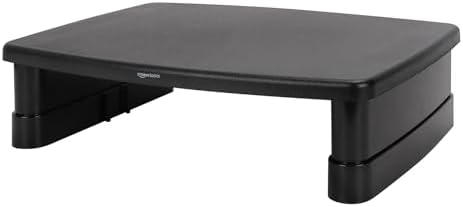 Amazon Basics Height Adjustable Monitor Stand Riser with Storage Organizer, black product image