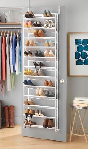 Whitmor 36 Pair Over The Door Shoe Organizer, white product image from the linked Amazon listing
