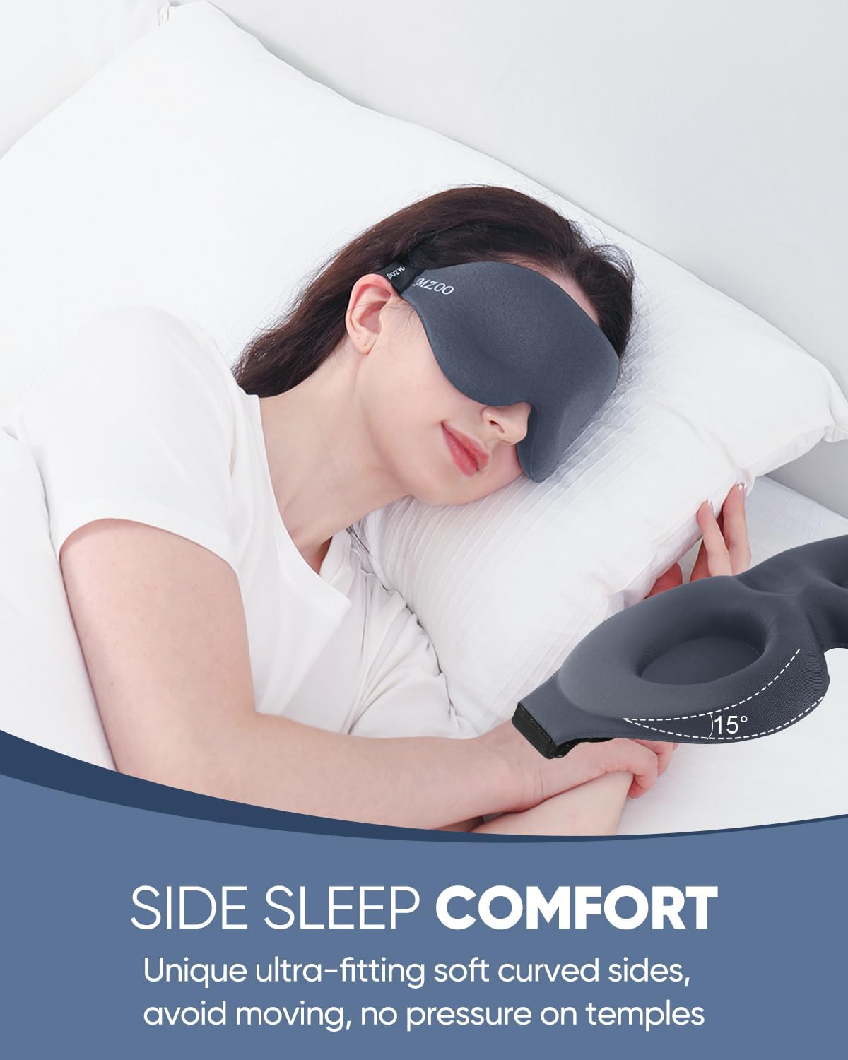 MZOO Luxury Sleep Mask, Grey listing gallery image 2