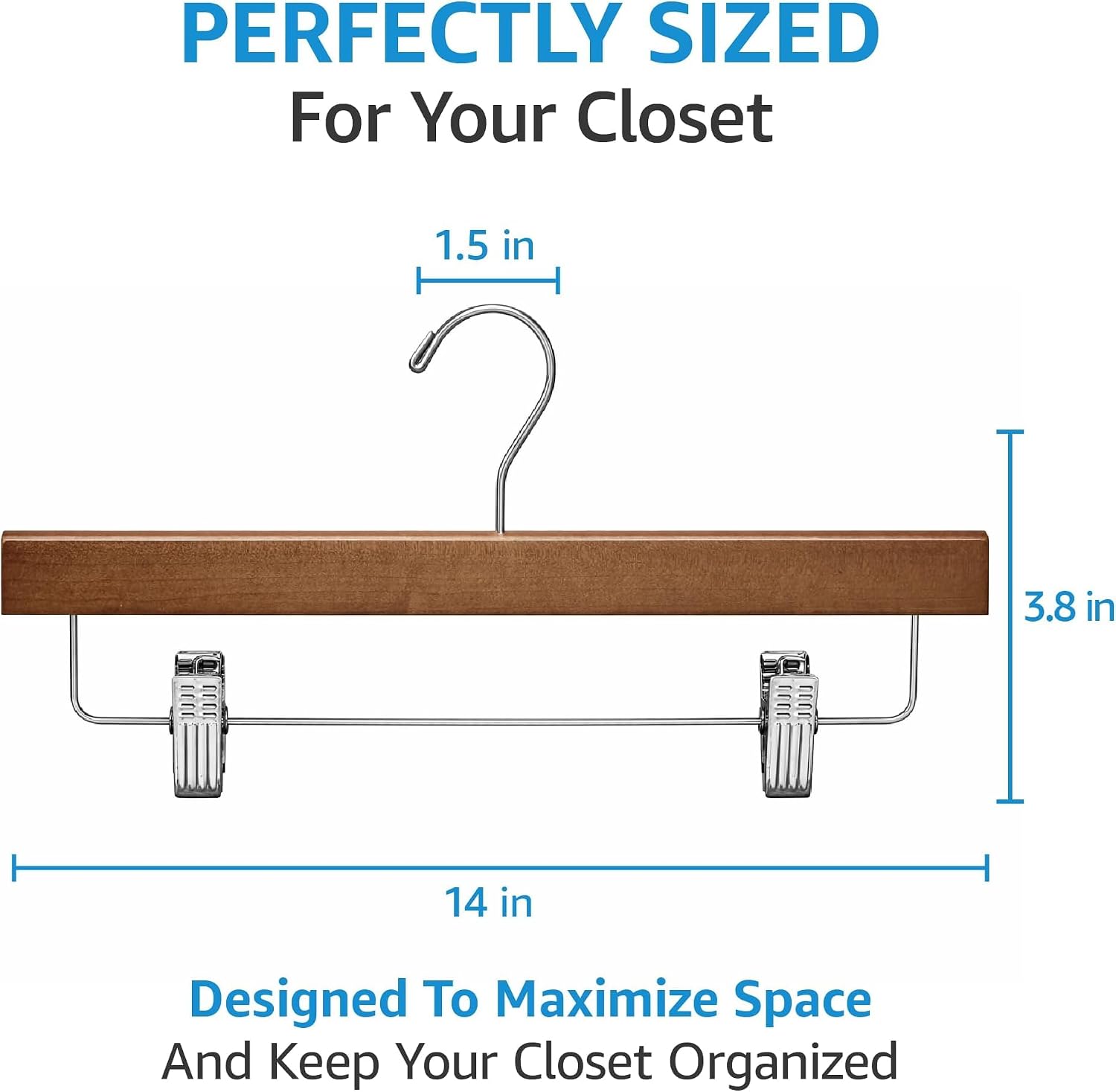 ZOBER Wooden Pants Hangers with Clips, Vintage, 10 Pack listing gallery image 2