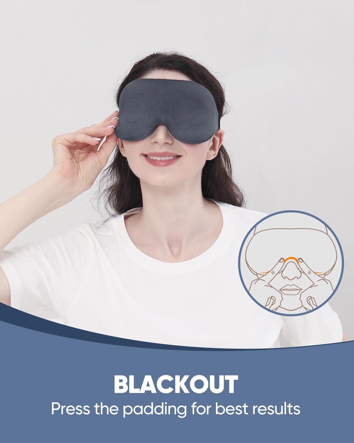 MZOO Luxury Sleep Mask, Grey listing gallery image 3