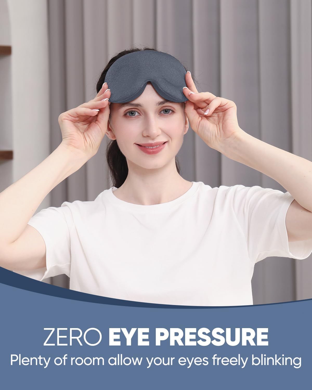 MZOO Luxury Sleep Mask, Grey listing gallery image 1