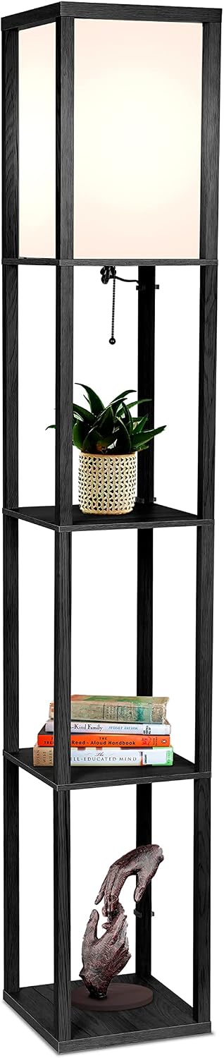 Brightech Maxwell Shelf Floor Lamp, black product image from the linked Amazon listing