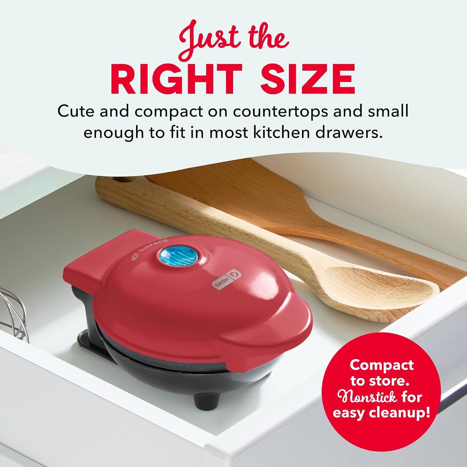 Dash Mini Waffle Maker, 4-inch, red listing gallery image 3