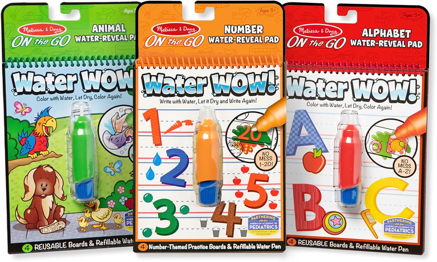 Melissa & Doug Water Wow! Animals, Alphabet and Numbers 3-Pack product image