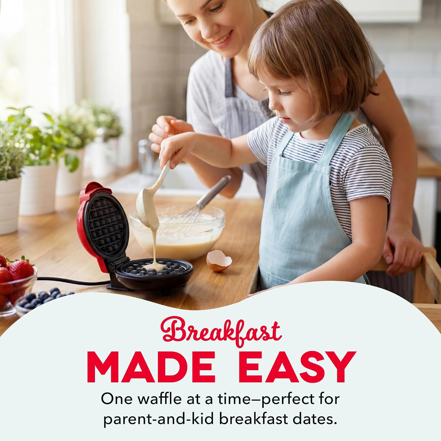 Dash Mini Waffle Maker, 4-inch, red listing gallery image 2