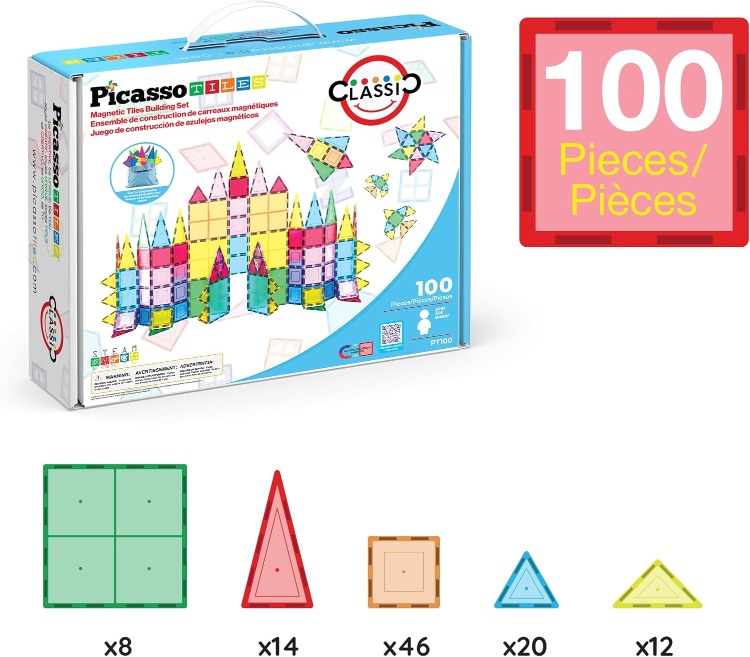 PicassoTiles 100-Piece Magnetic Building Set listing gallery image 2