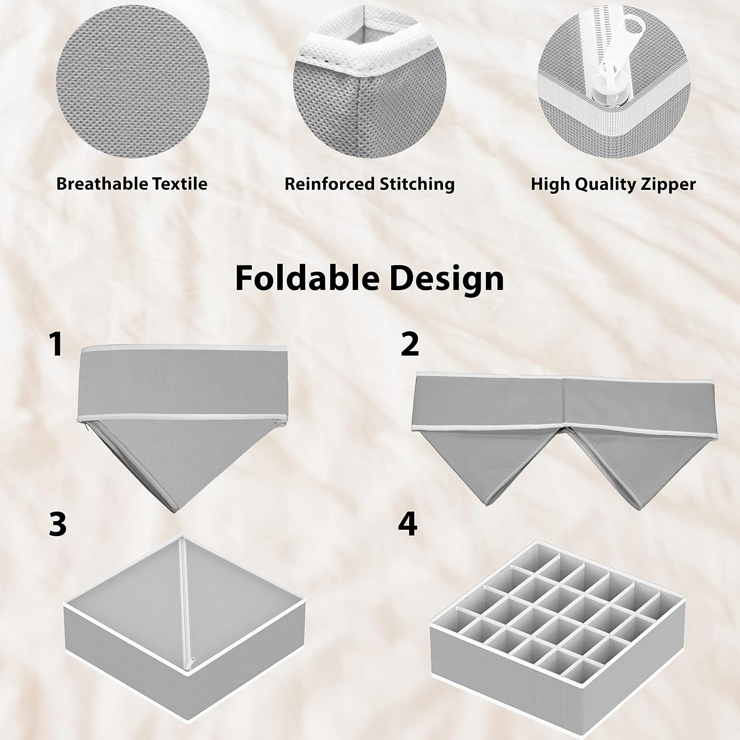 Simple Houseware 4-Pack Drawer Organizer, Gray listing gallery image 4