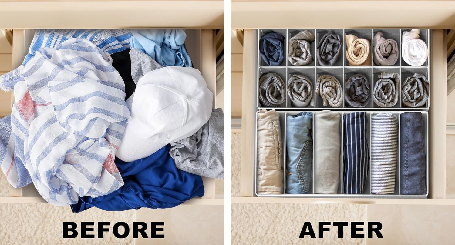 Simple Houseware 4-Pack Drawer Organizer, Gray listing gallery image 2