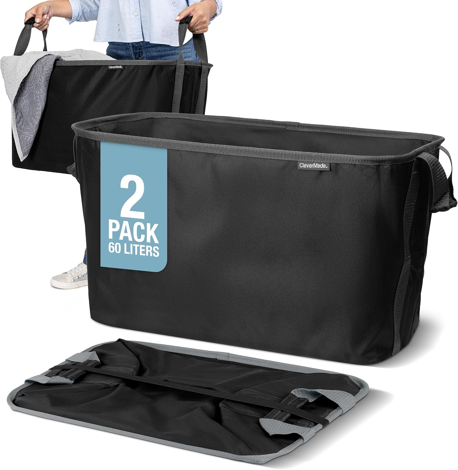 CleverMade Collapsible Laundry Basket 60L product listing image