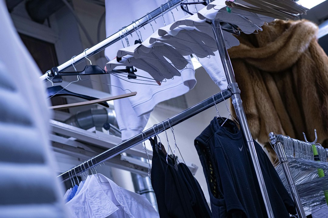 Clothes hanging on an indoor drying rack, illustrating space-conscious air drying in a small home