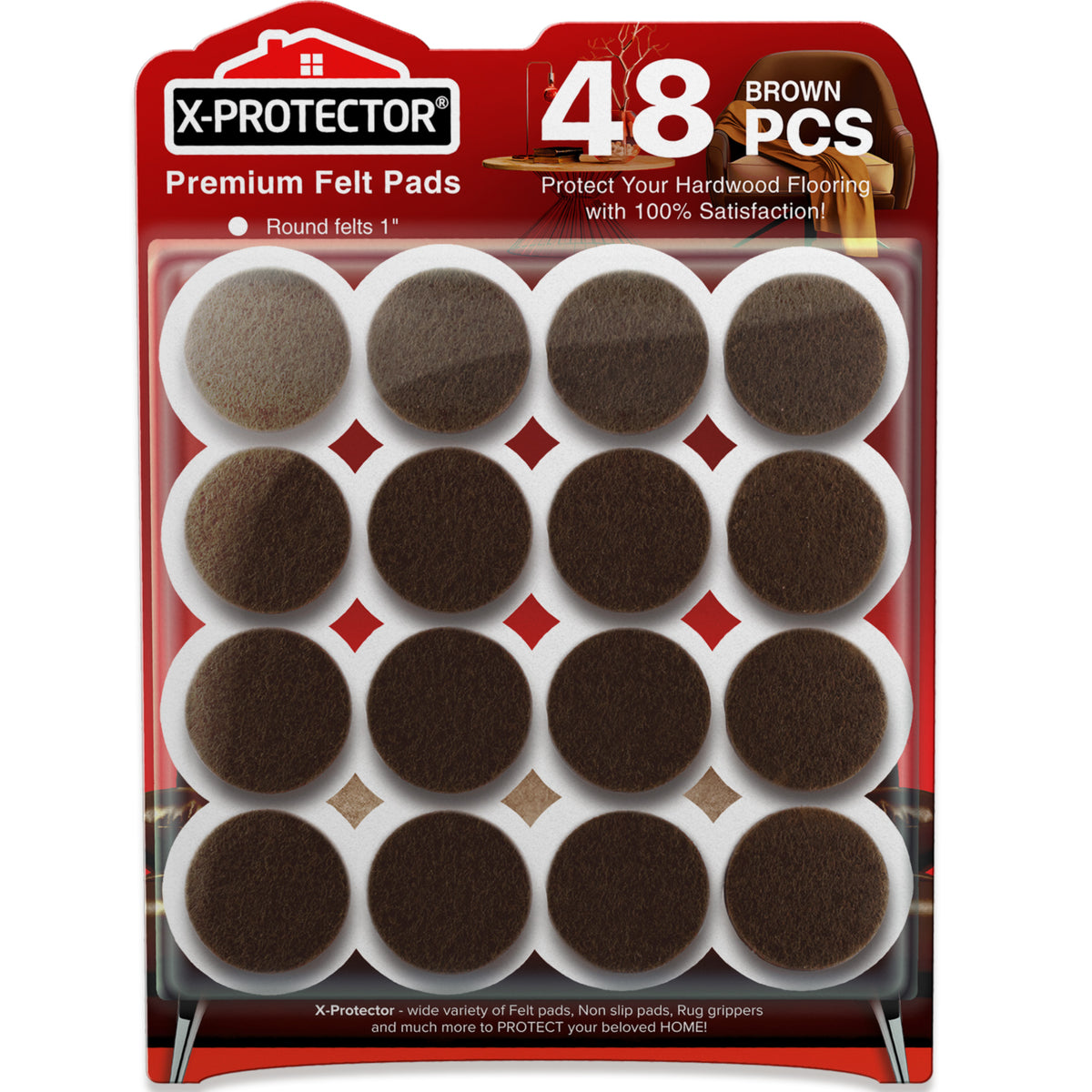 X-Protector 48-Piece 1-Inch Felt Furniture Pads product photograph