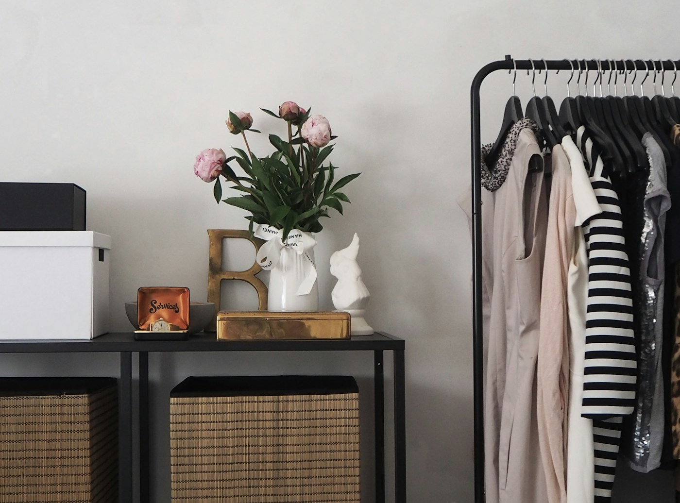 Compact bedroom with clothing storage
