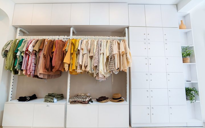 Children’s clothes arranged in a compact wardrobe for easy daily access