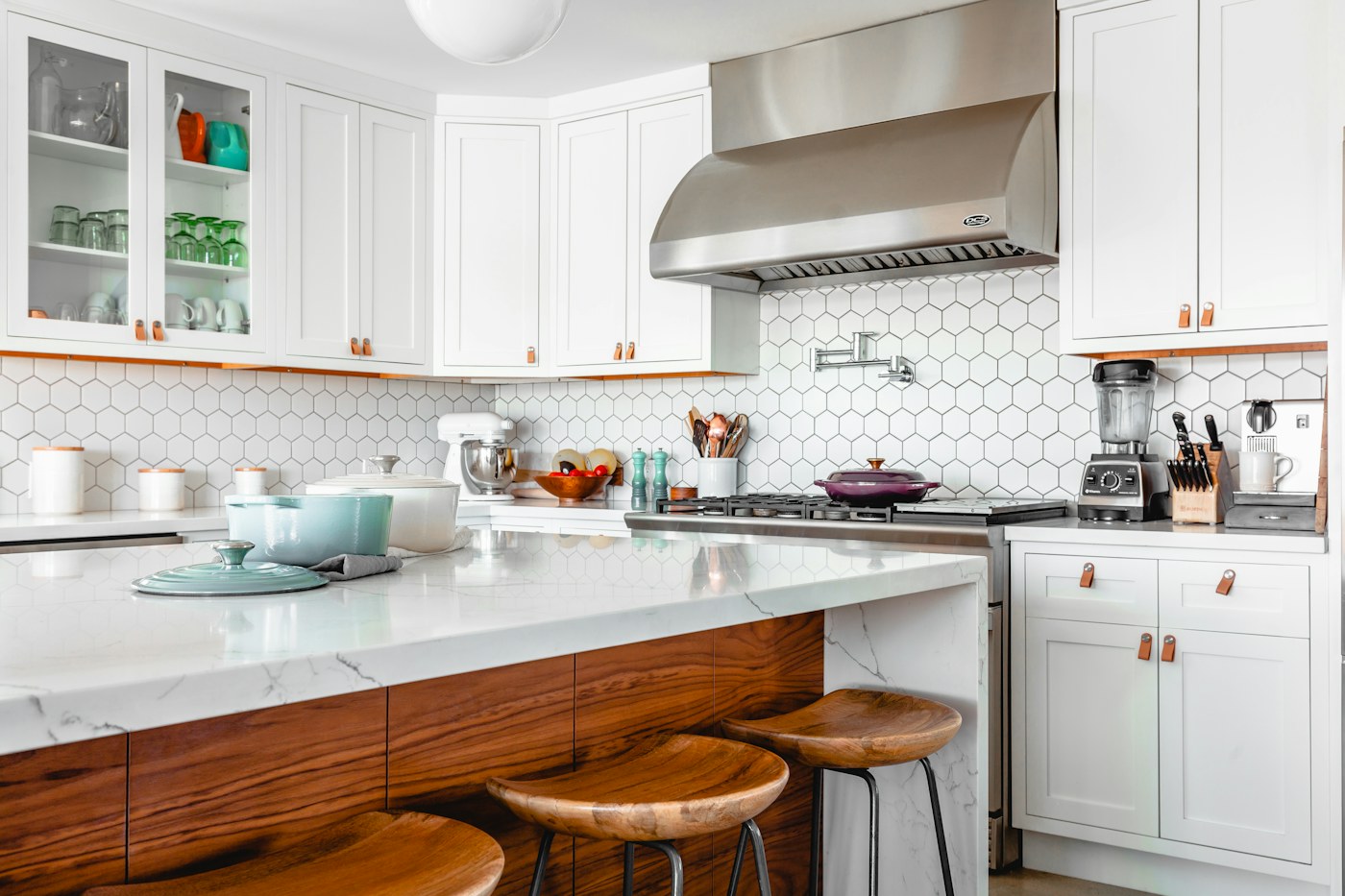 Small kitchen with everyday appliances kept accessible without covering the full counter