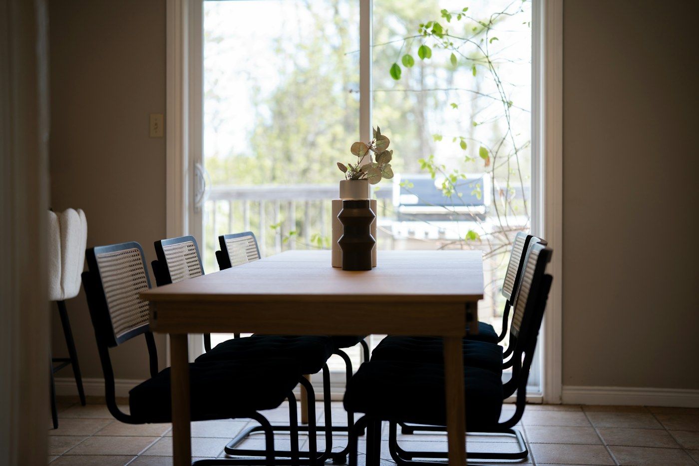 Dining table positioned near a window