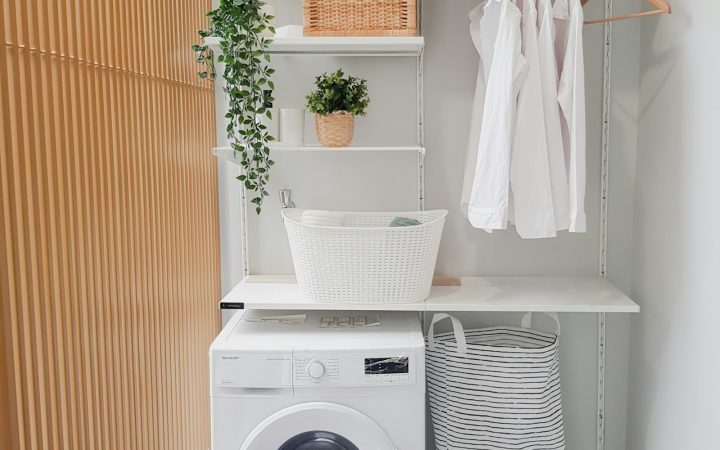 a laundry room with a washer and dryer