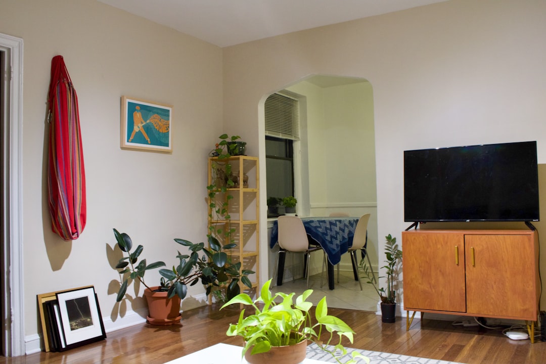 Tidy living room with accessible seating and clear floor paths