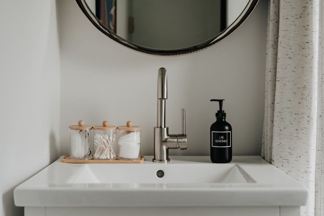 Compact bathroom washbasin with a clean, uncluttered surface