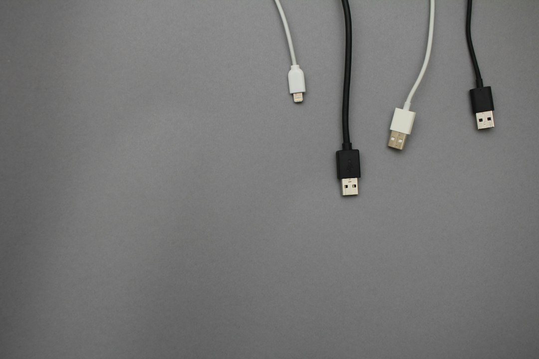 Different charging cables gathered together before sorting and labeling