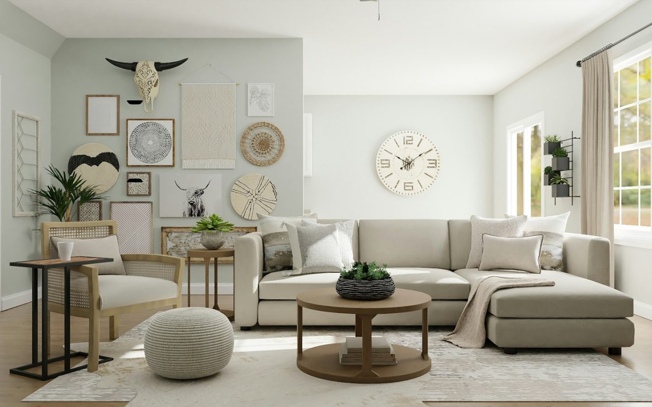 Comfortable compact living room prepared for flexible use