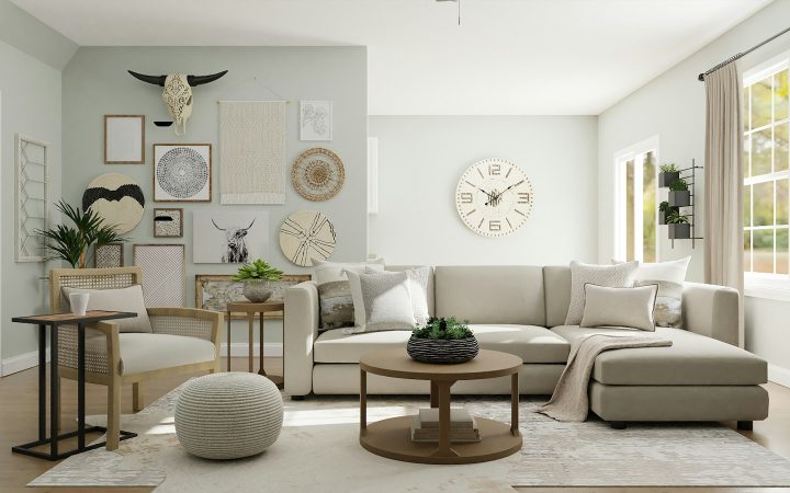 Comfortable compact living room prepared for flexible use