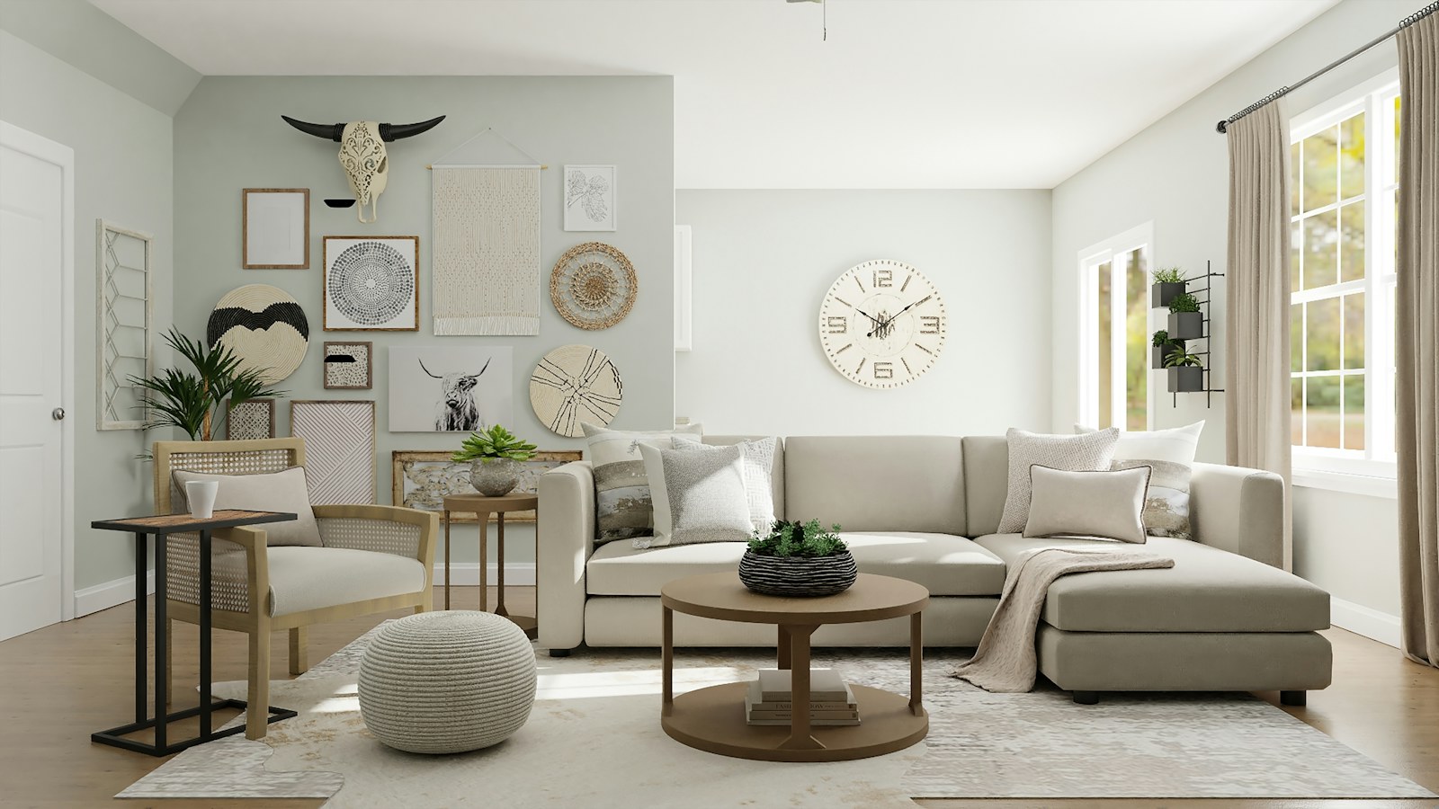 Comfortable compact living room prepared for flexible use