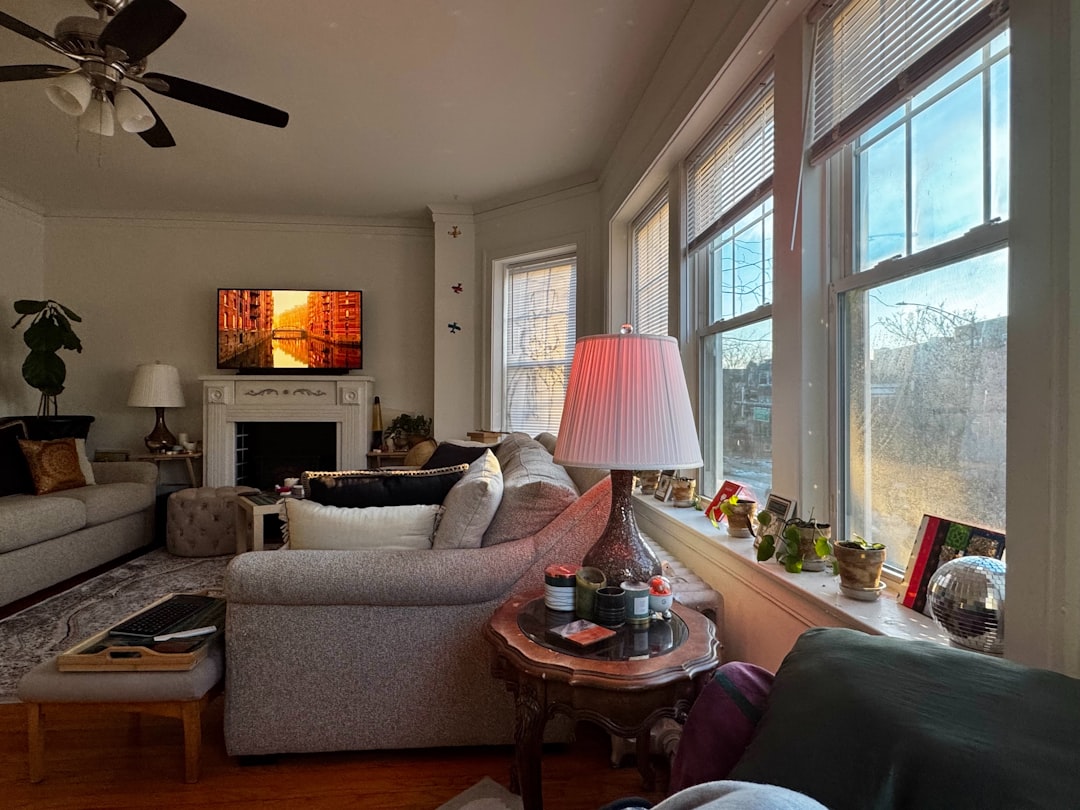Tidy comfortable living room with clear seating and open circulation