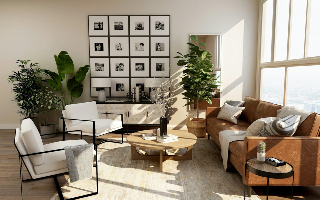 Small living room where storage furniture must balance family use and visual space