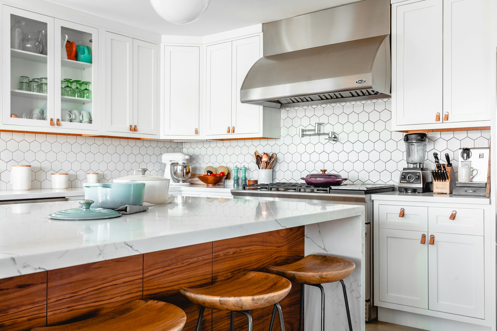 Compact kitchen where jars and bottles need efficient front-to-back access