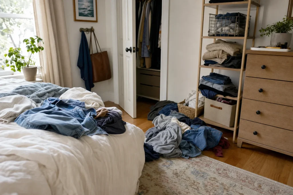 Do not clean around clothing piles