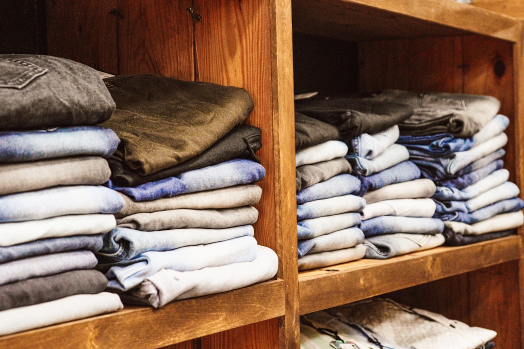 Folded blankets stored together as a single textile category