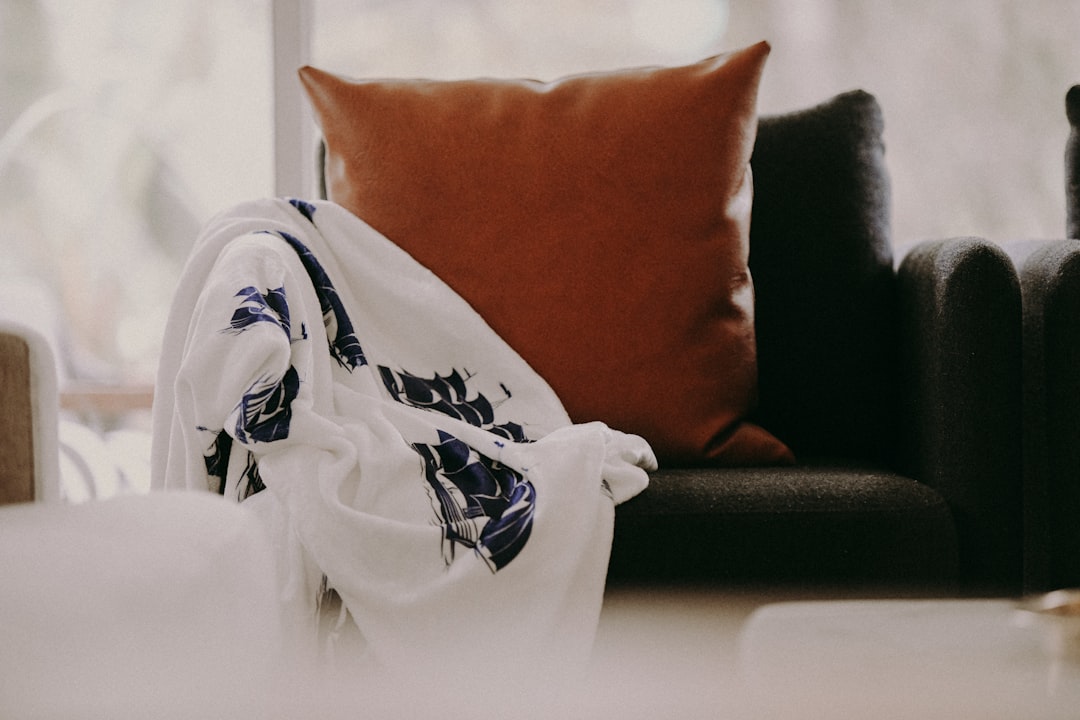 Sofa with pillows and a throw blanket representing fabrics that benefit from periodic deep cleaning