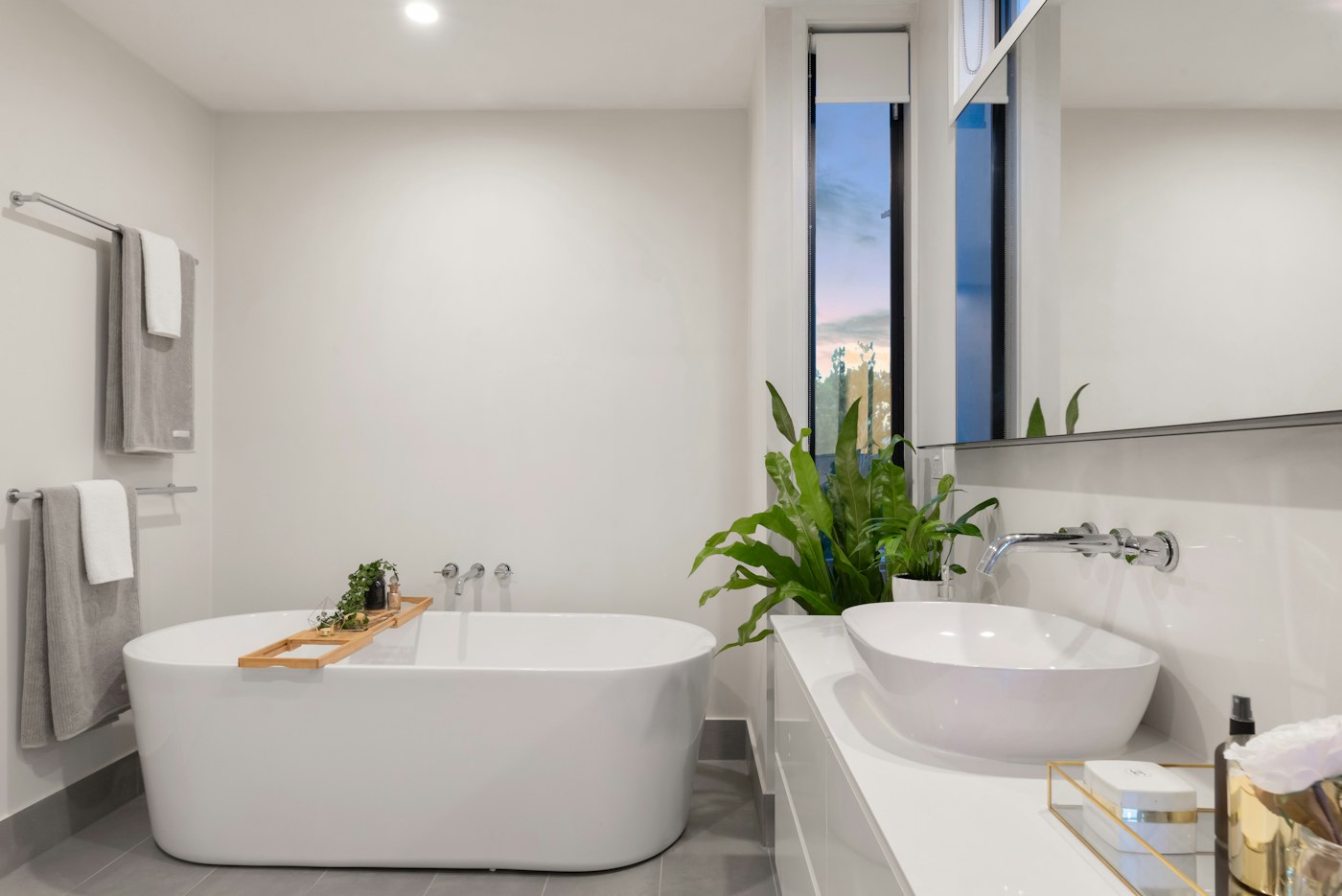 Bathroom shelving where visible inventory needs editing
