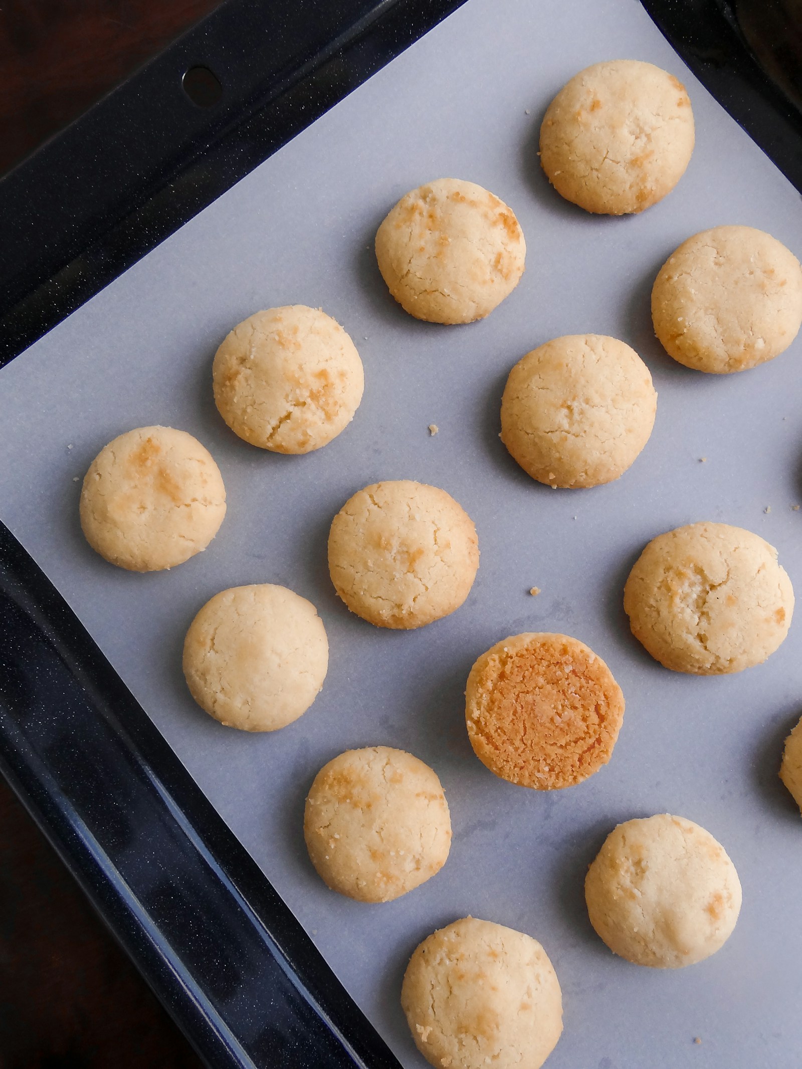 Cookies on a lined baking tray