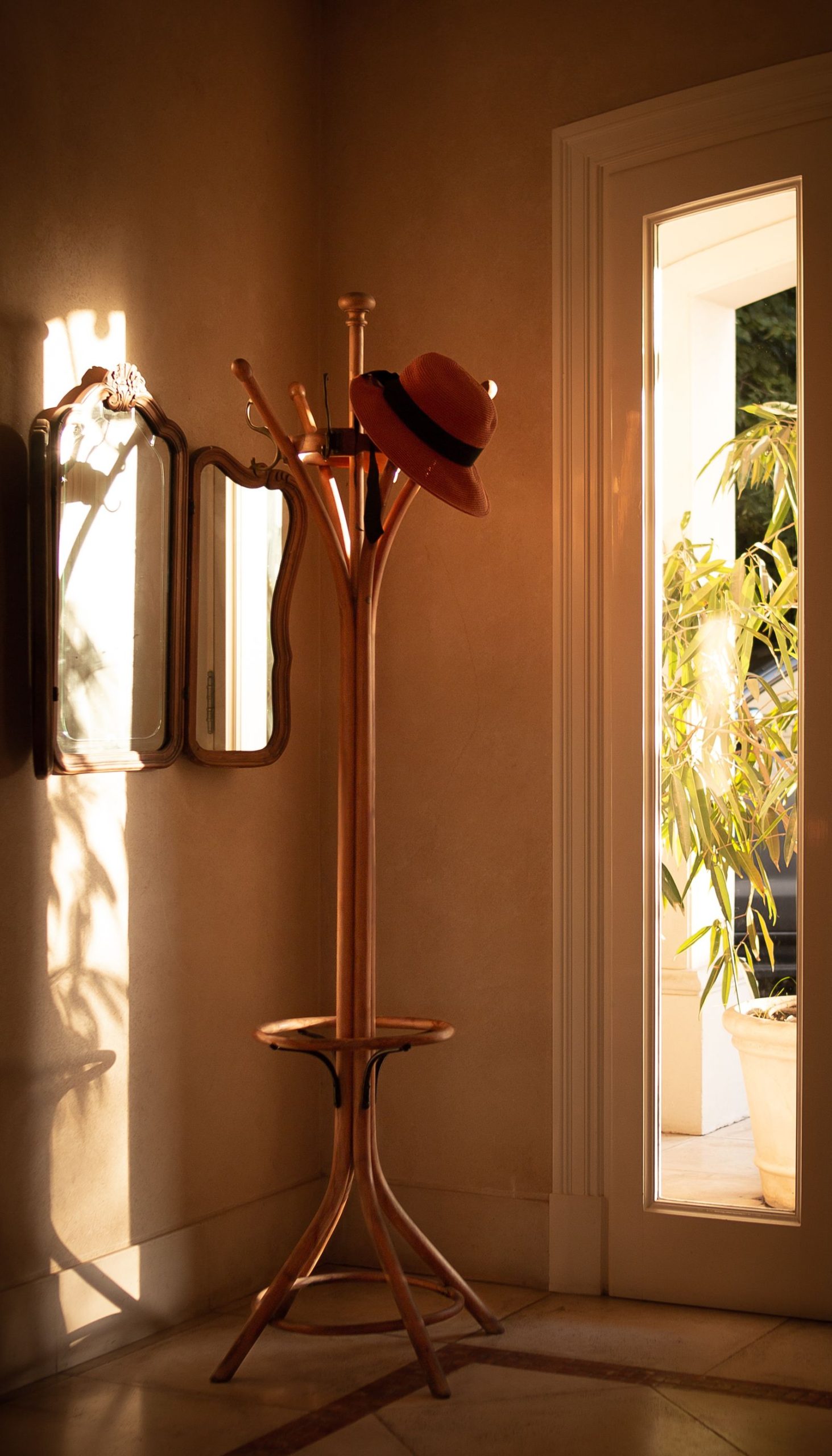 Hat on a hallway hanger