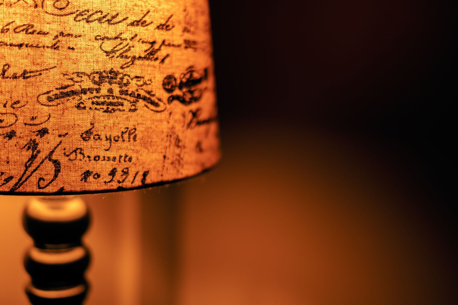 Close-up of a printed decorative lampshade