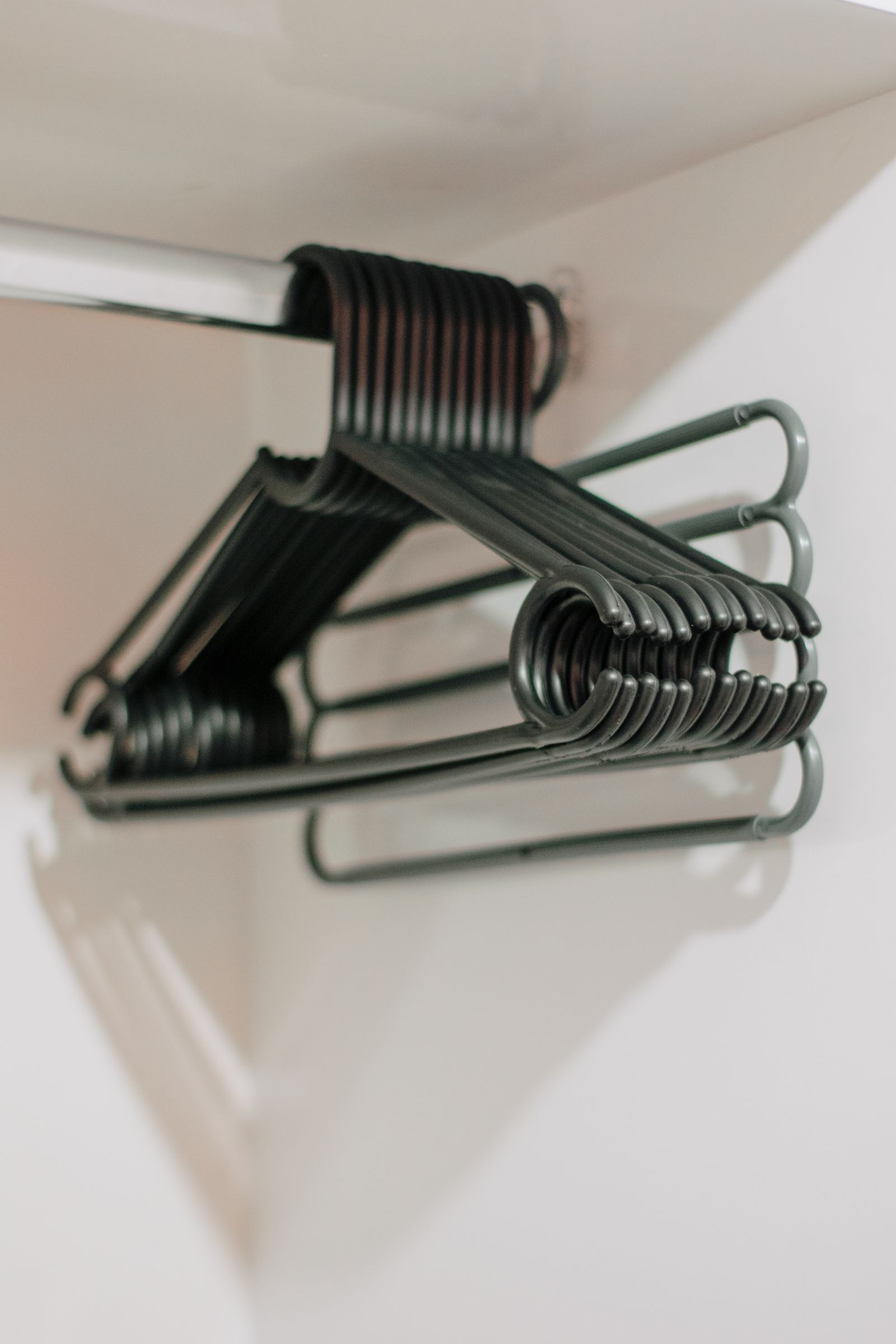 Hangers in a wardrobe