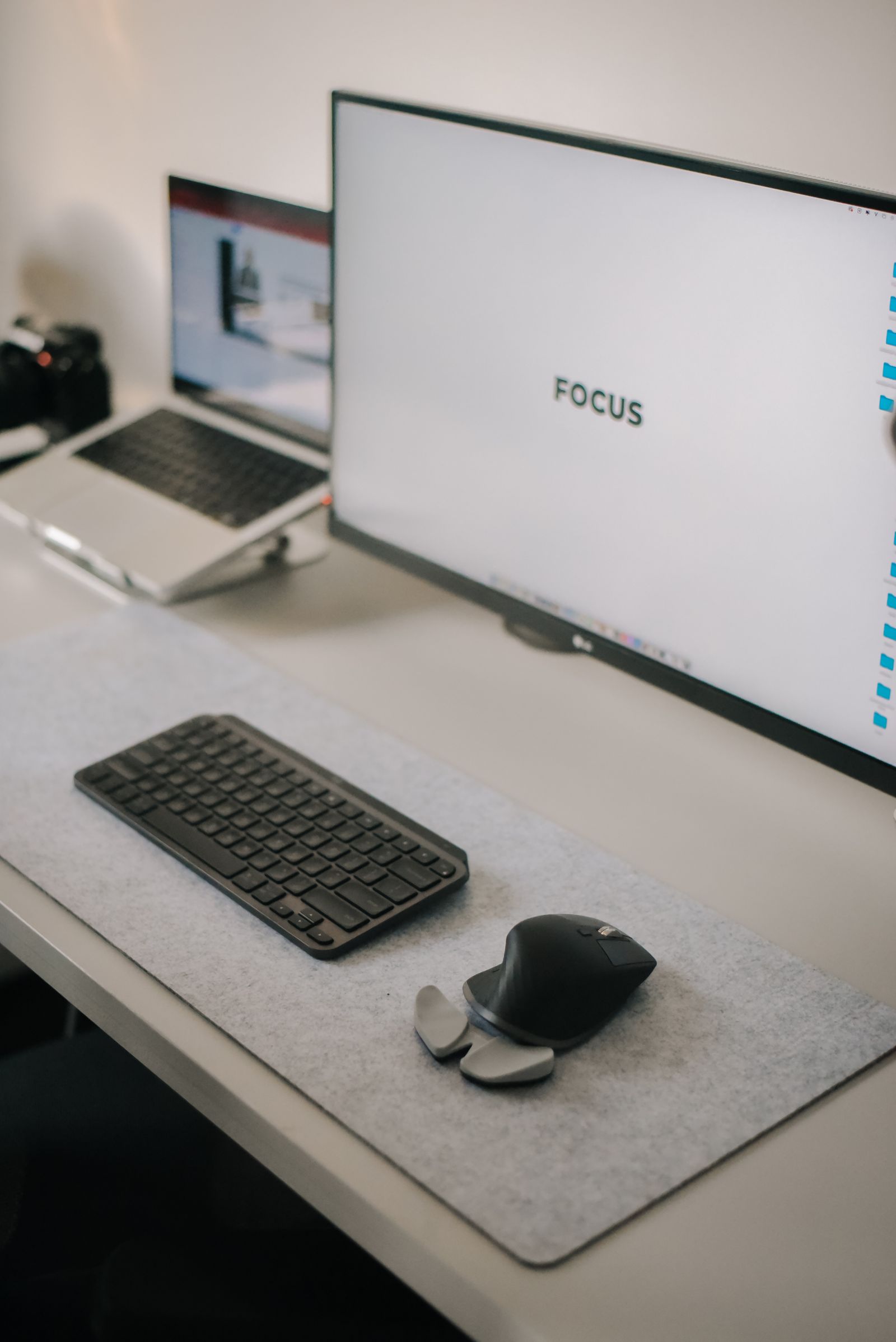 Monitor and keyboard on a desk