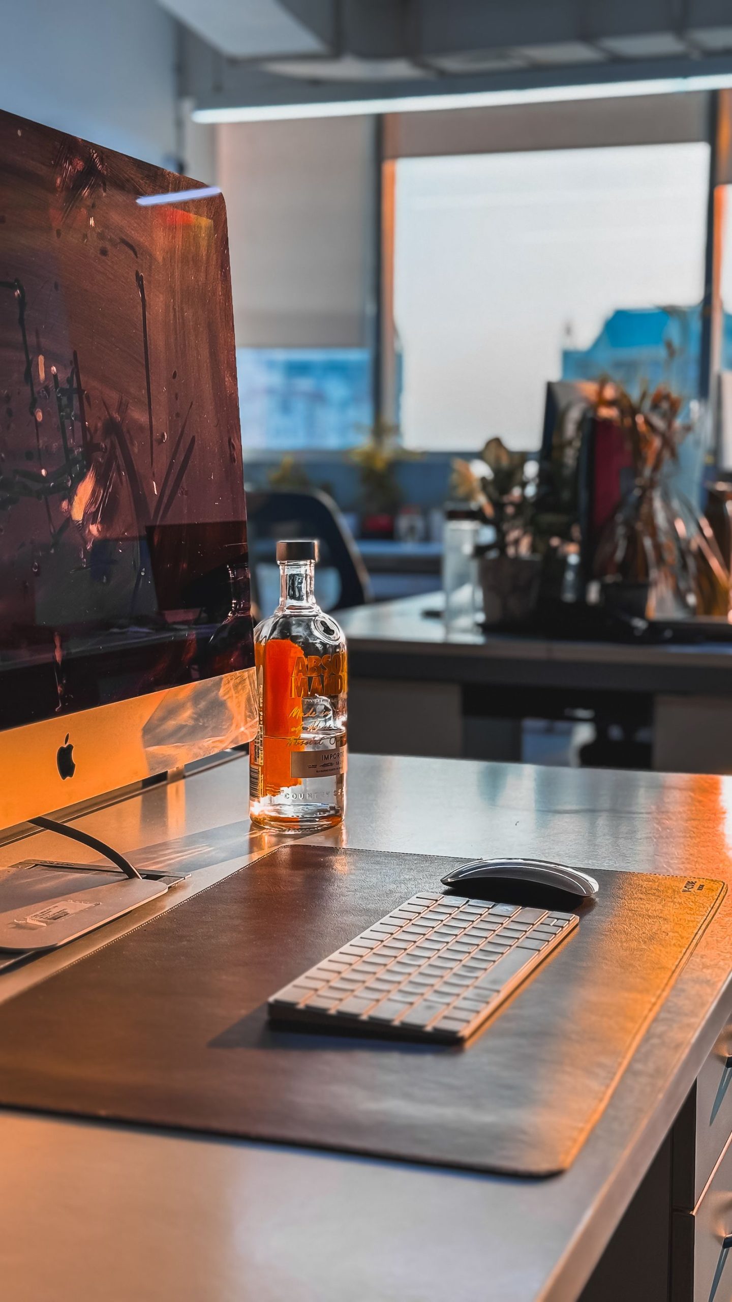 Workspace with keyboard and screen