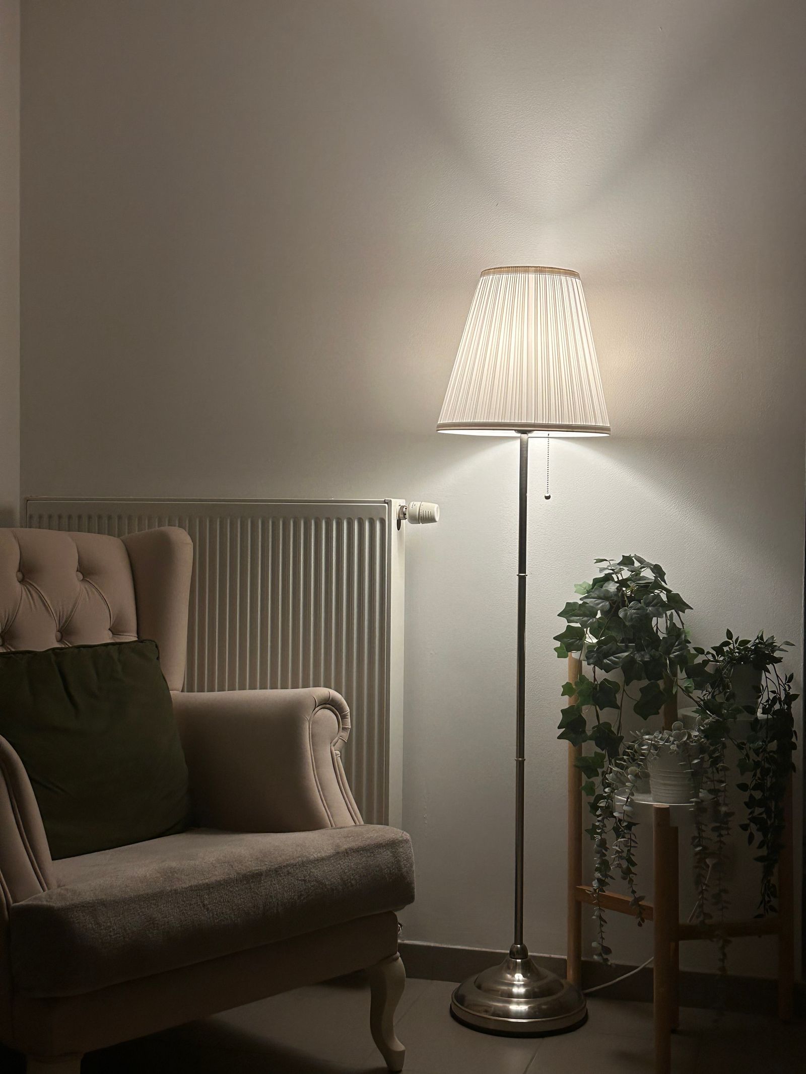Living room corner with lamp and chair