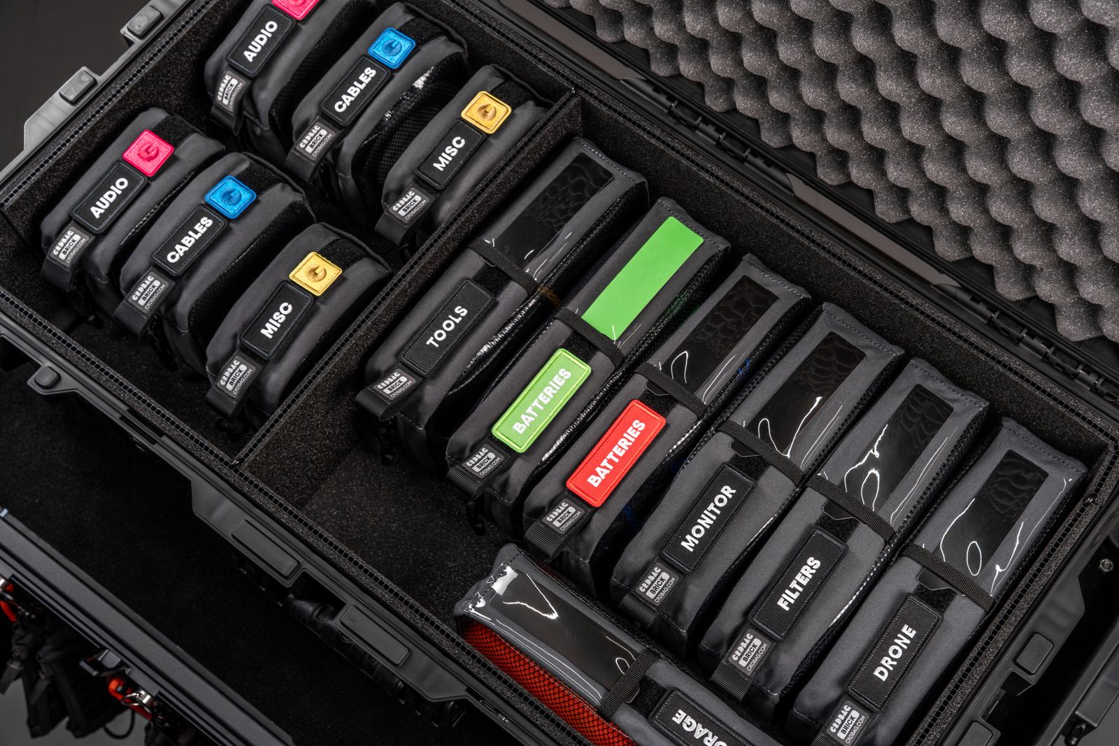 Organized equipment case with batteries and small accessories