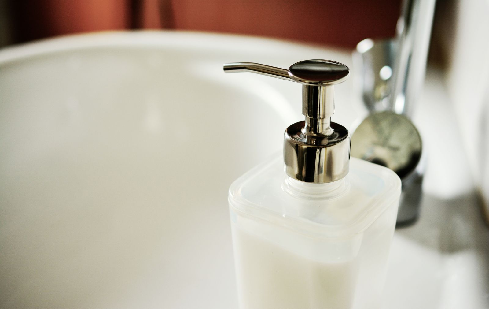 Pump bottle on a sink