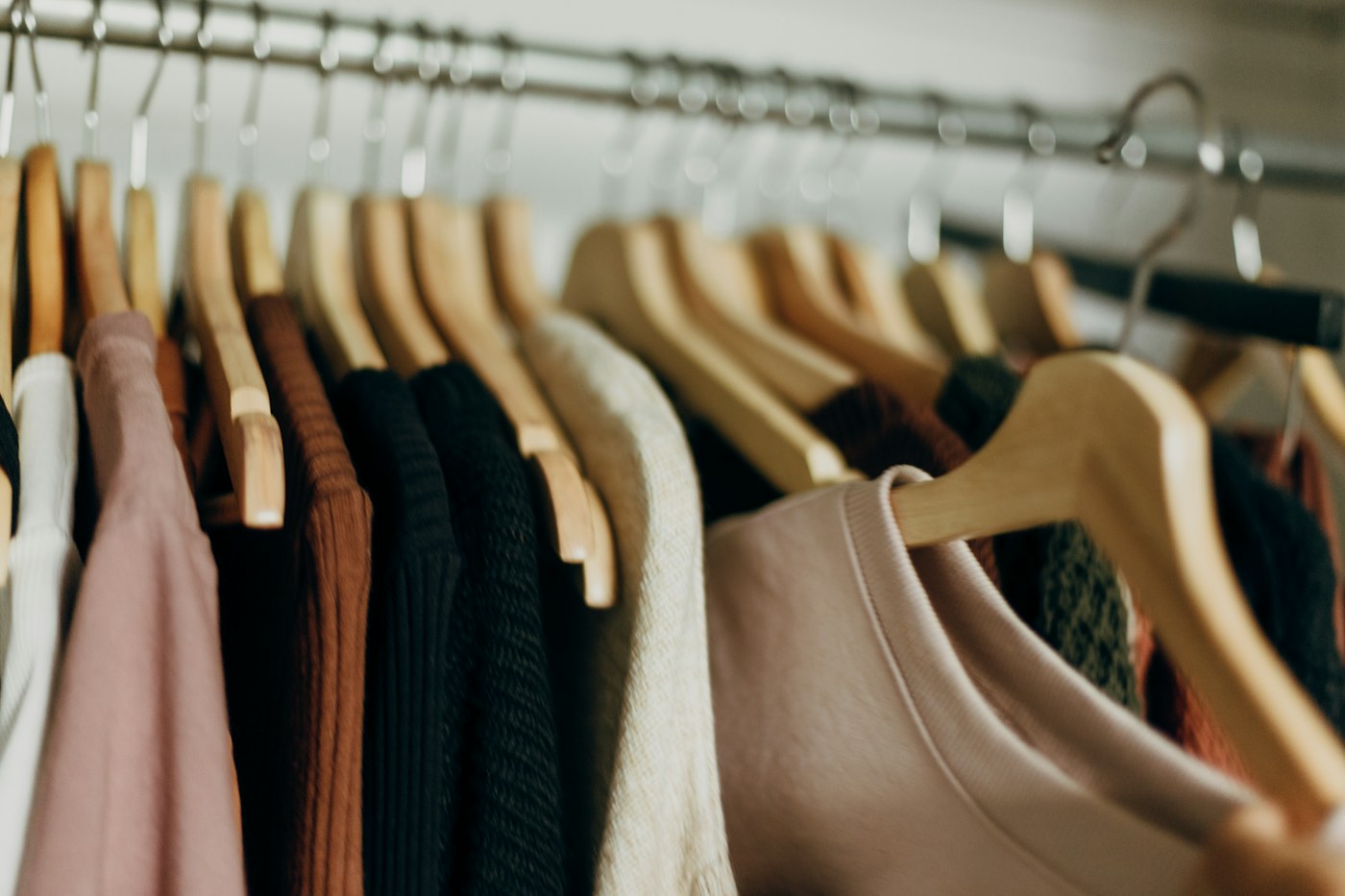 Neatly arranged row of clothes