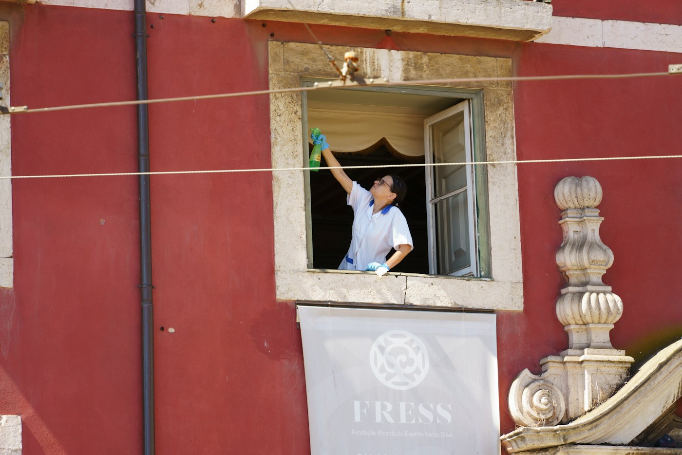 Apartment window seen from a building facade