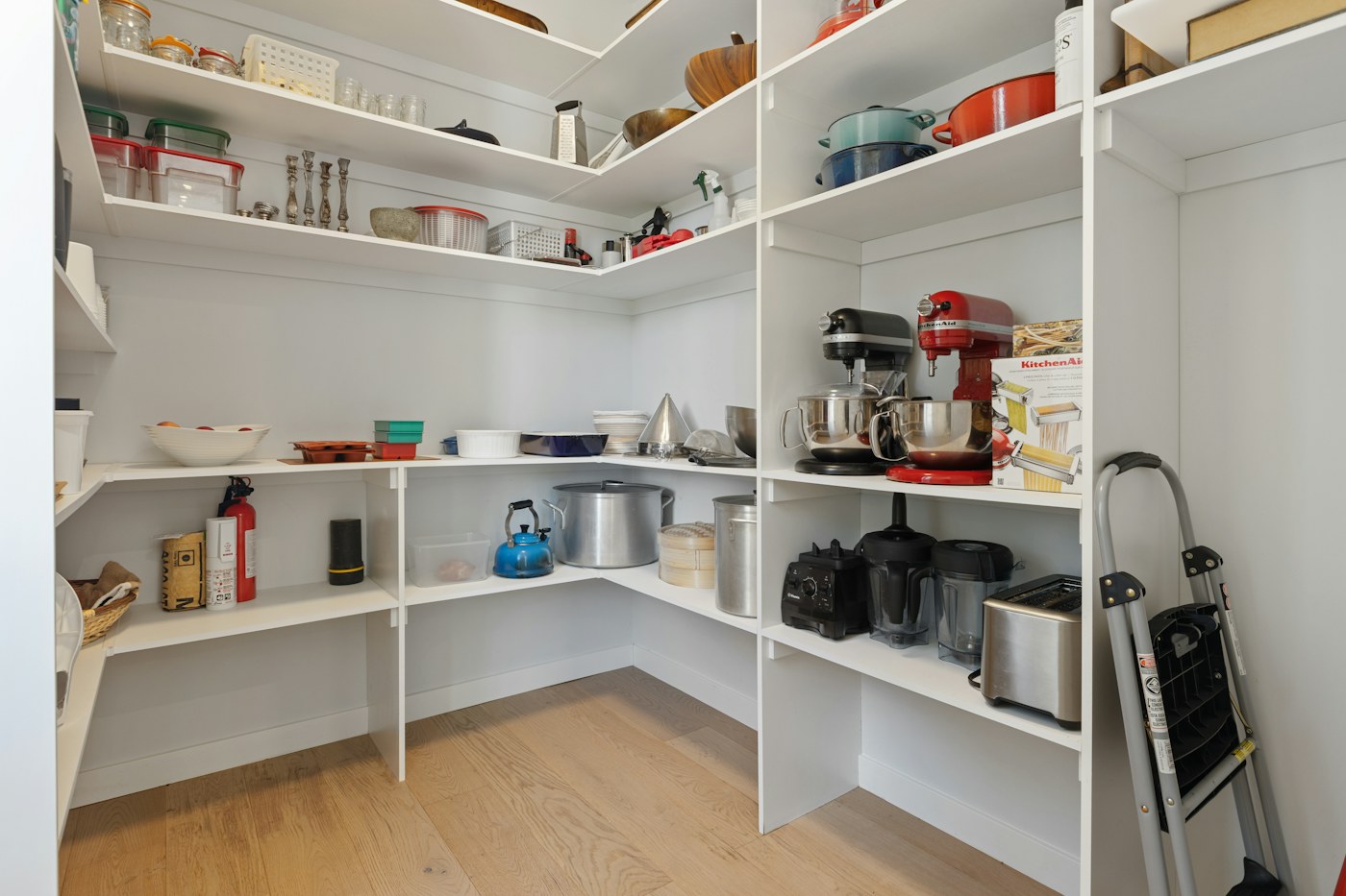 Compact kitchen shelving used for a contained food category