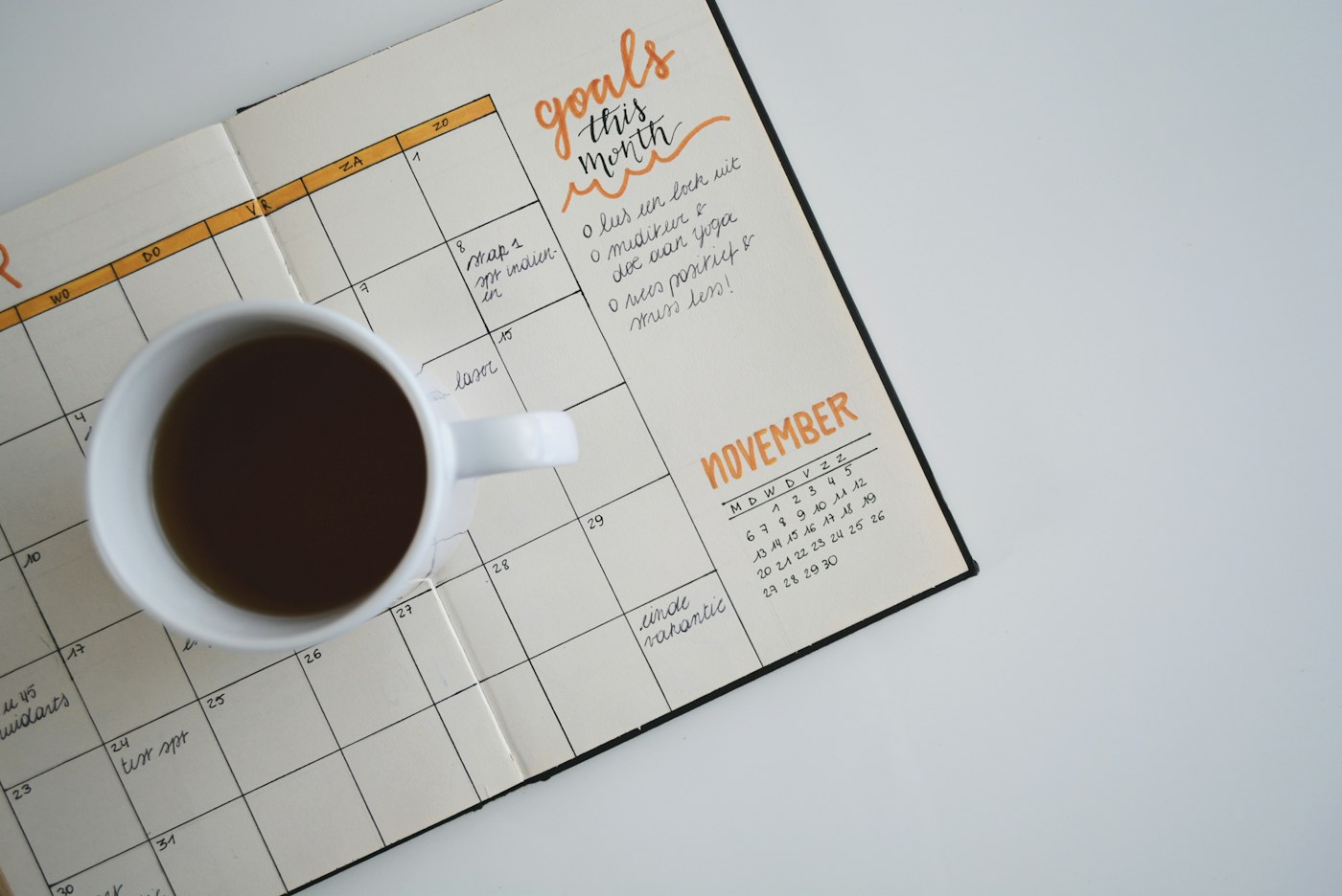 Calendar and planning surface representing Sunday decisions