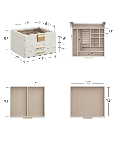 SONGMICS UJBC239WT supplier dimensions for exterior and internal compartment layouts