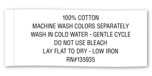 DII cotton placemat care label specifying cold gentle washing and flat drying